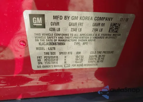 2019 Buick Encore Fwd Preferred z USA, uszkodzony, nr VIN KL4CJASB3KB788904